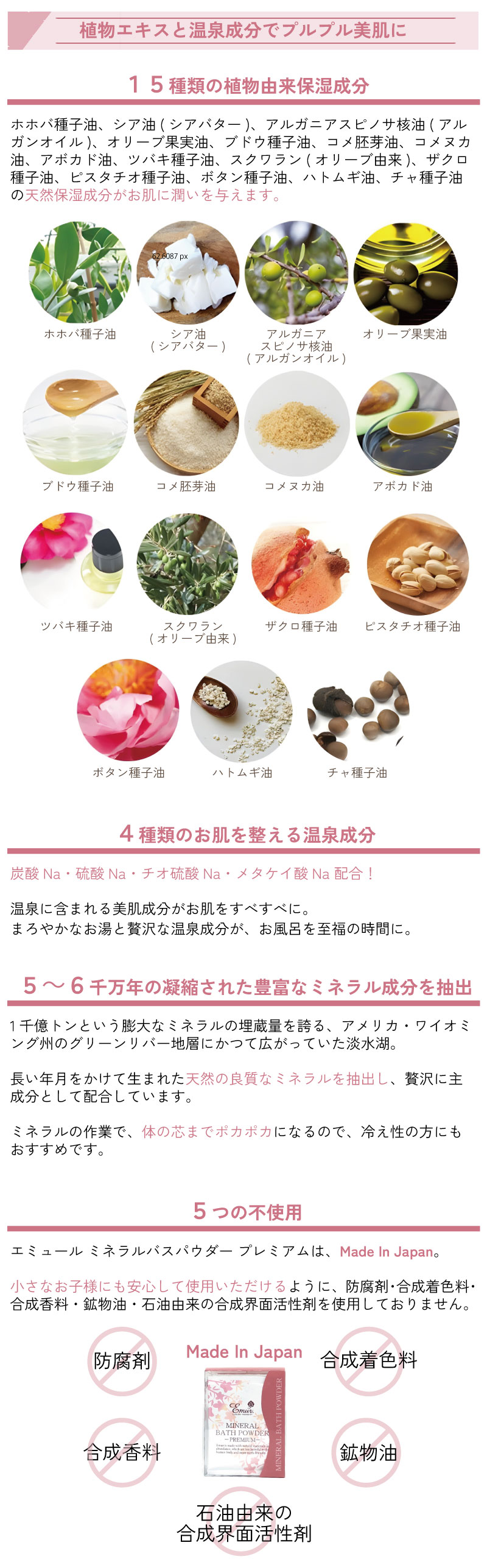 エミュールミネラルバスパウダーの成分