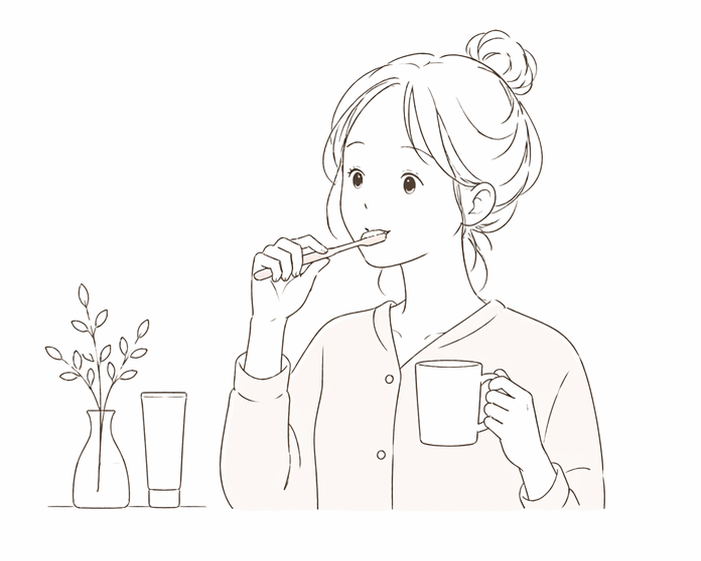 歯磨きにハピジェルを使用するイラスト